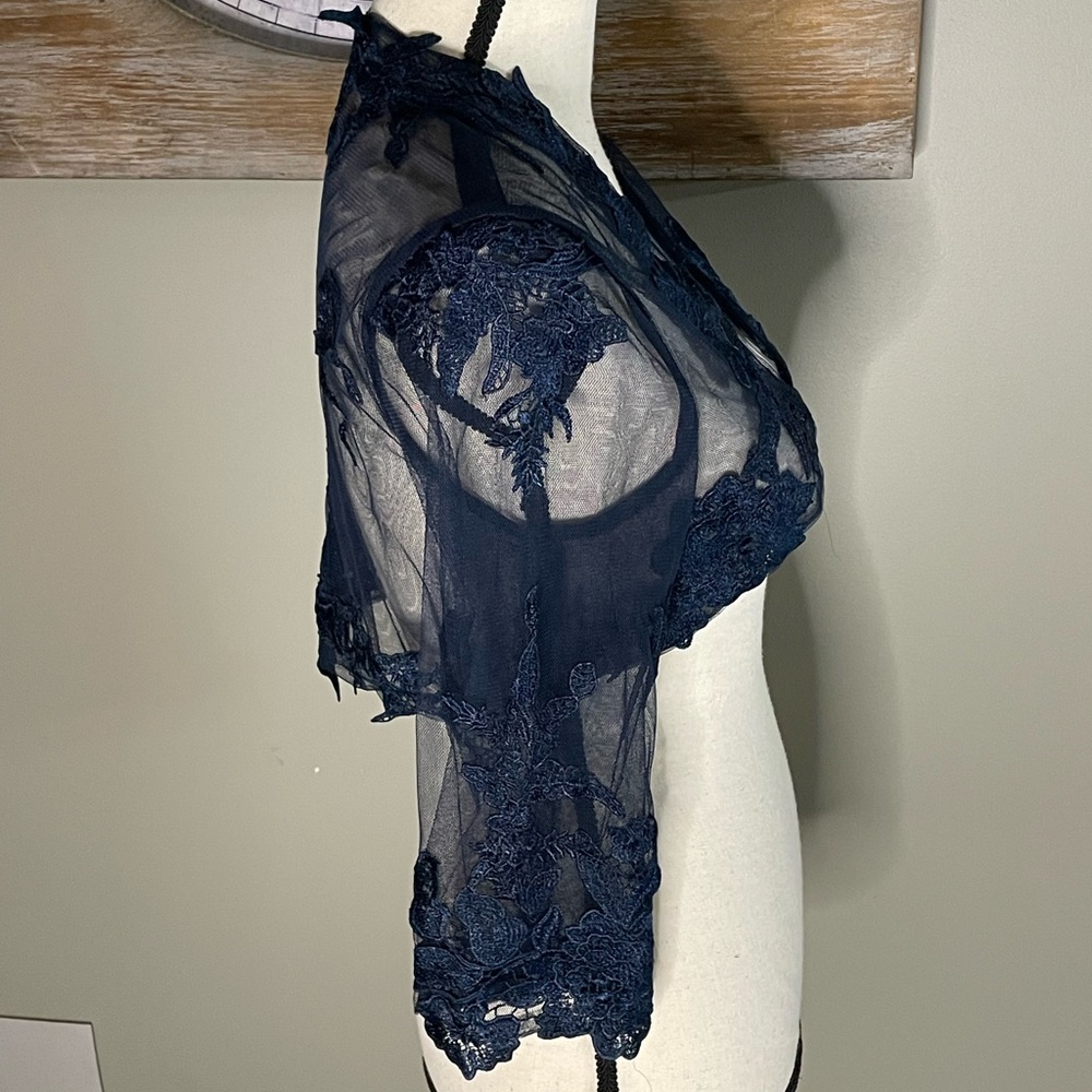 JJs House Navy Blue Lace Bolero - Picture 4 of 6